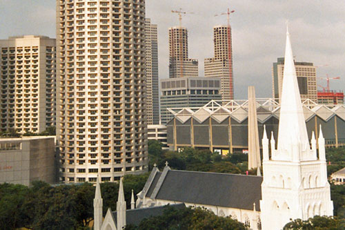 Blick vom Hotel in Singapur
