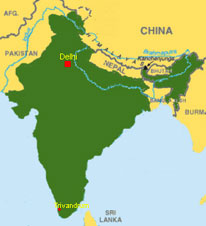 Indienkarte Karte mit Trivandrum