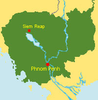Kambodscha Karte mit Siem Reap Penh