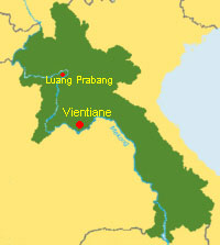Laos Karte mit Luang Pbabang