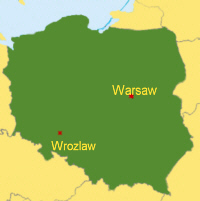 Polen Karte mit Wrozlaw