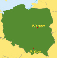 Polen Karte mit Krakow