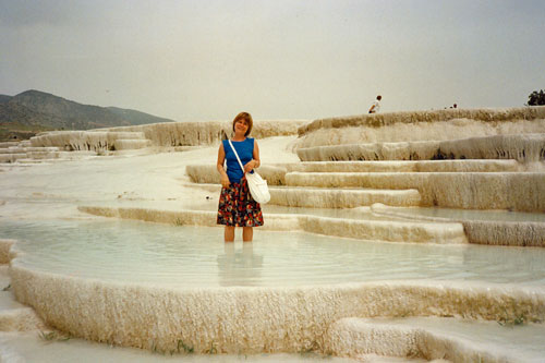 die Kalksinterterrassen in Pamukkale