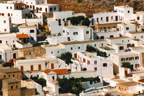 Blick auf Lindos von der Akropolis