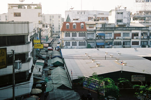 Blick aus dem Bus in Bangkok