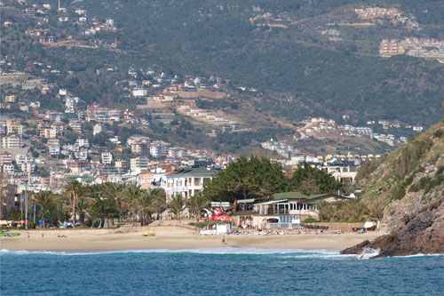 Blick vom Schiff auf den Kleopatra Strand