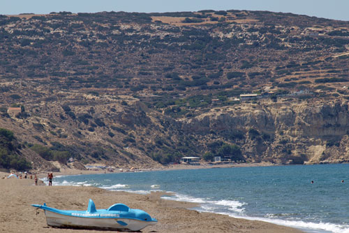 Strand in Kalamaki mit Blick auf Kommos