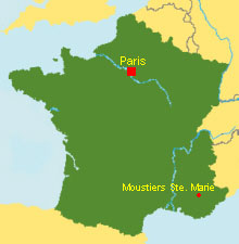 Frankreich Karte mit Moustiers Ste. Marie