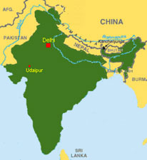 Indienkarte Karte mit Udaipur