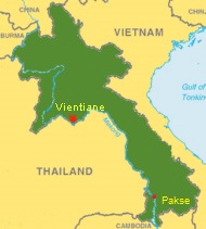 Laos Karte mit Pakse