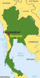 Thailand Karte mit Kanchanaburi